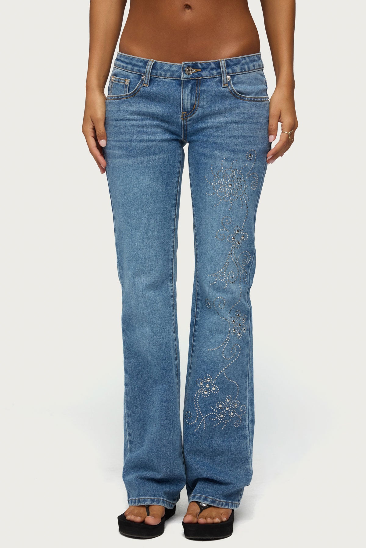Anola Studded Low Rise Bootcut Jeans