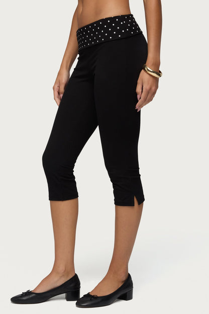 Genni Polka Dot Foldover Capri Trousers
