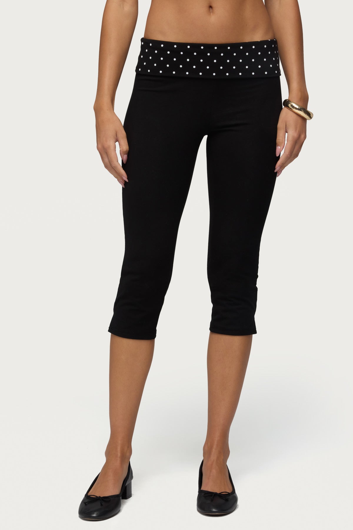 Genni Polka Dot Foldover Capri Trousers
